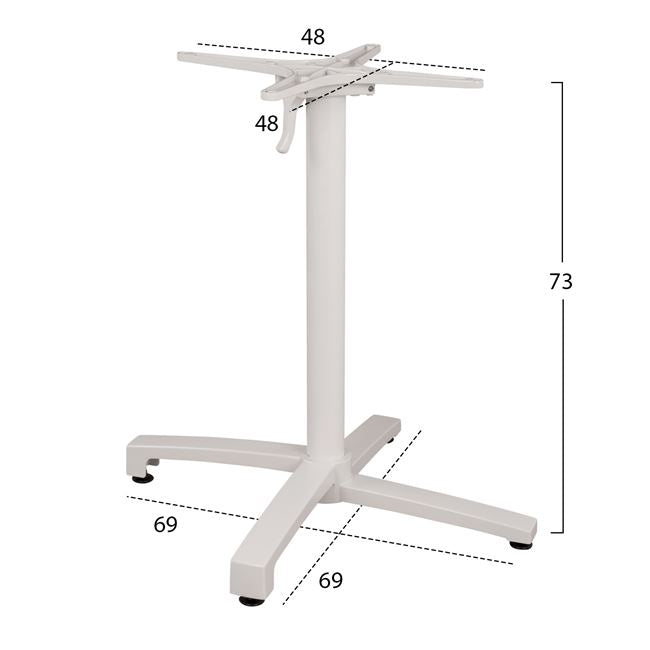 Aluminum Base Folding White matte 69x69x73-92cm with cross HM459.02