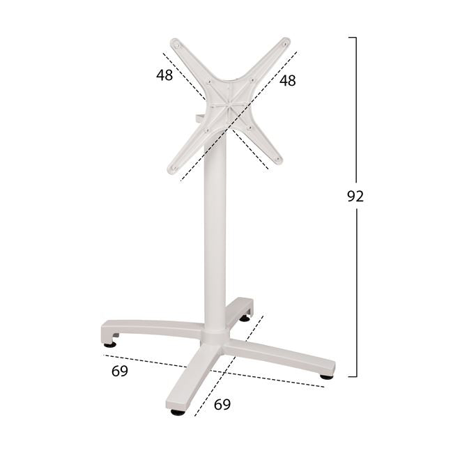 Aluminum Base Folding White matte 69x69x73-92cm with cross HM459.02