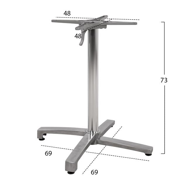 Aluminum base folding chromed 69x69x73-92cm with cross 48x48 HM459.03