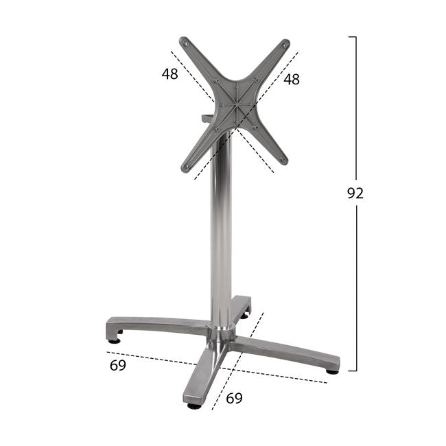 Aluminum base folding chromed 69x69x73-92cm with cross 48x48 HM459.03