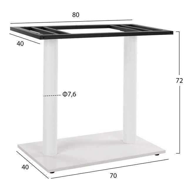 Base Metallic Double White Matte 40x70x72 with adjusters HM435.12