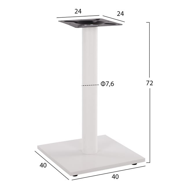 Base metallic White matte 40x40x72 with adjusters HM421.12