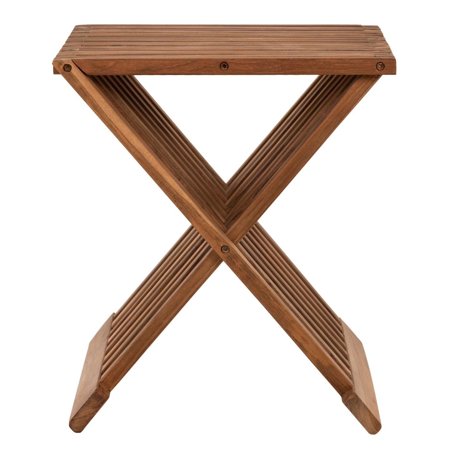 Сгъваем Страничен Маса от Тиково Дърво в Натурален Цвят 40x33x45Hcm