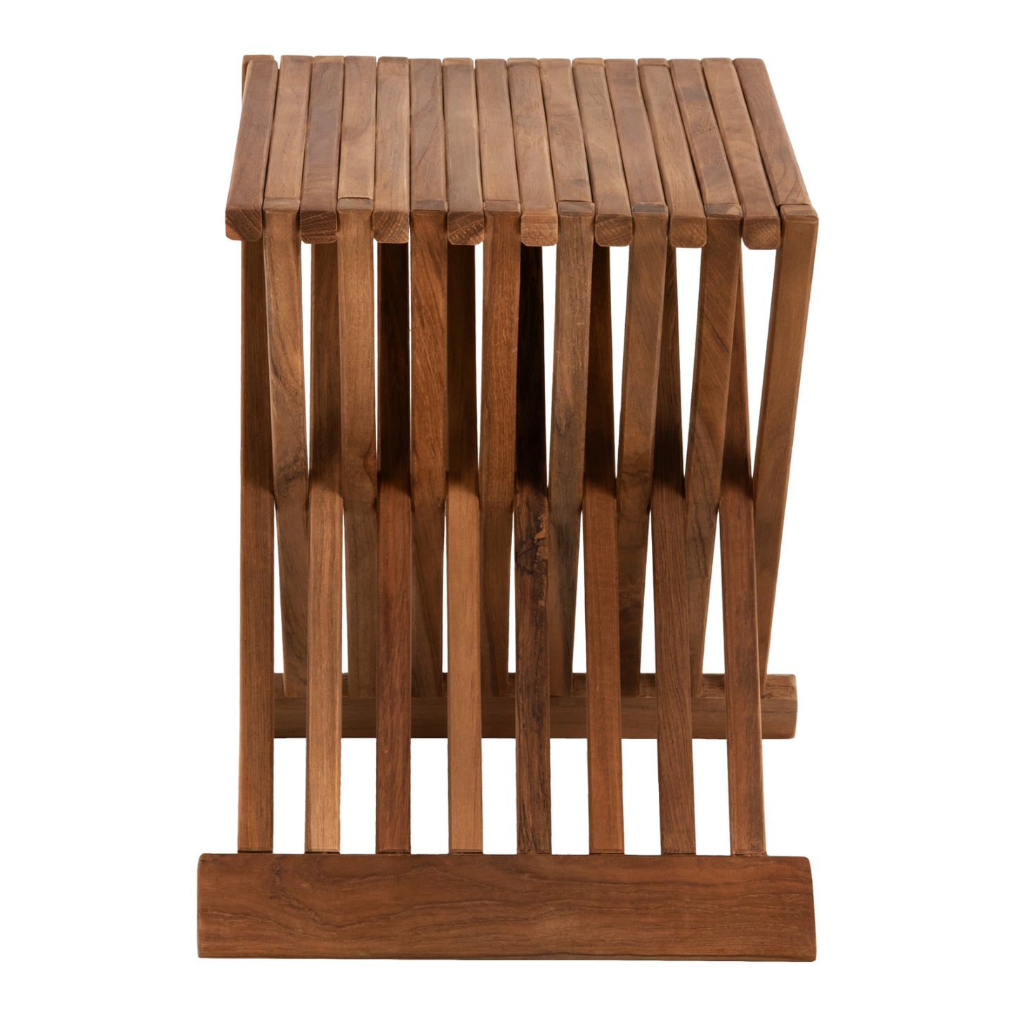 Сгъваем Страничен Маса от Тиково Дърво в Натурален Цвят 40x33x45Hcm