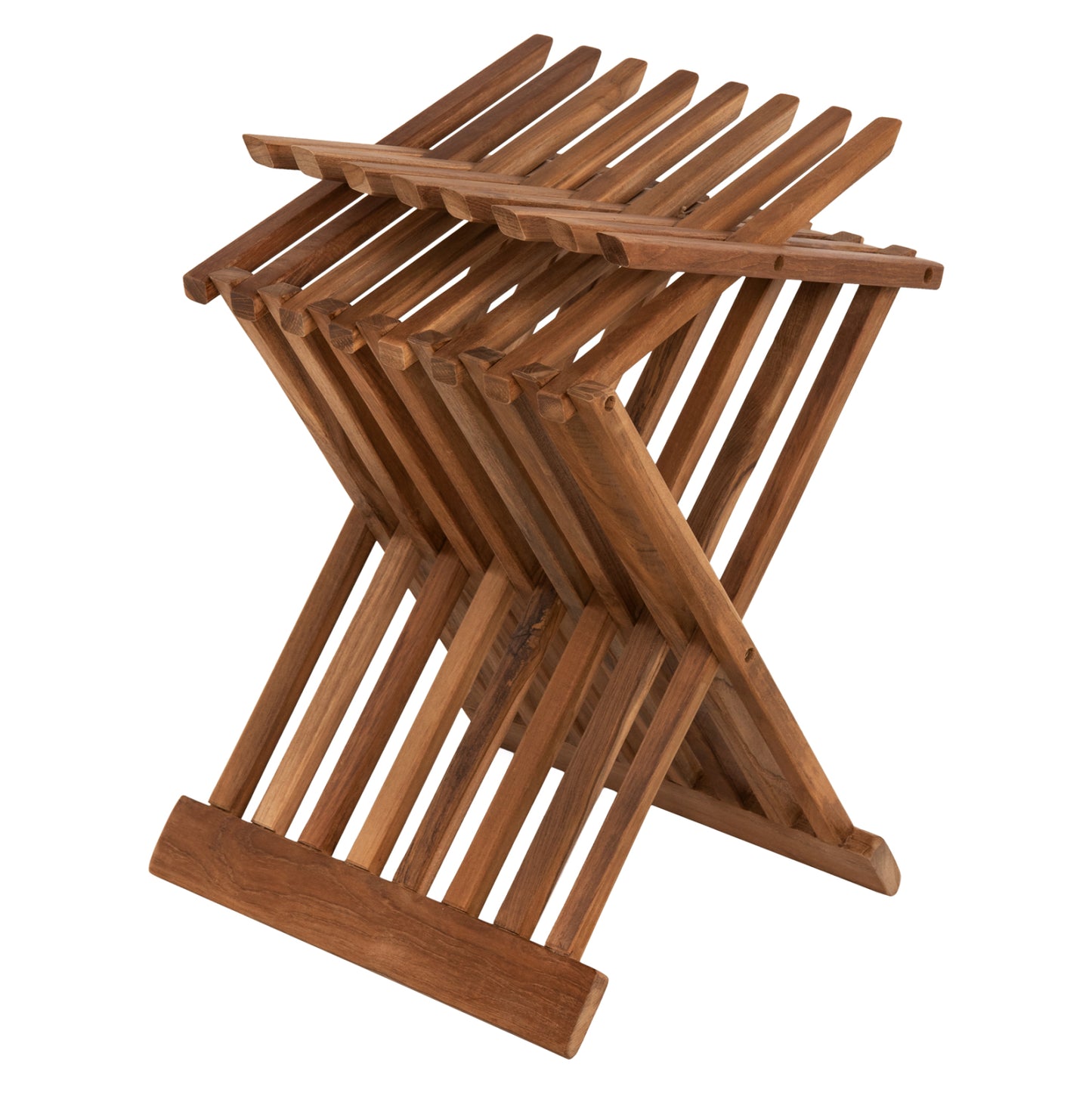 Сгъваем Страничен Маса от Тиково Дърво в Натурален Цвят 40x33x45Hcm