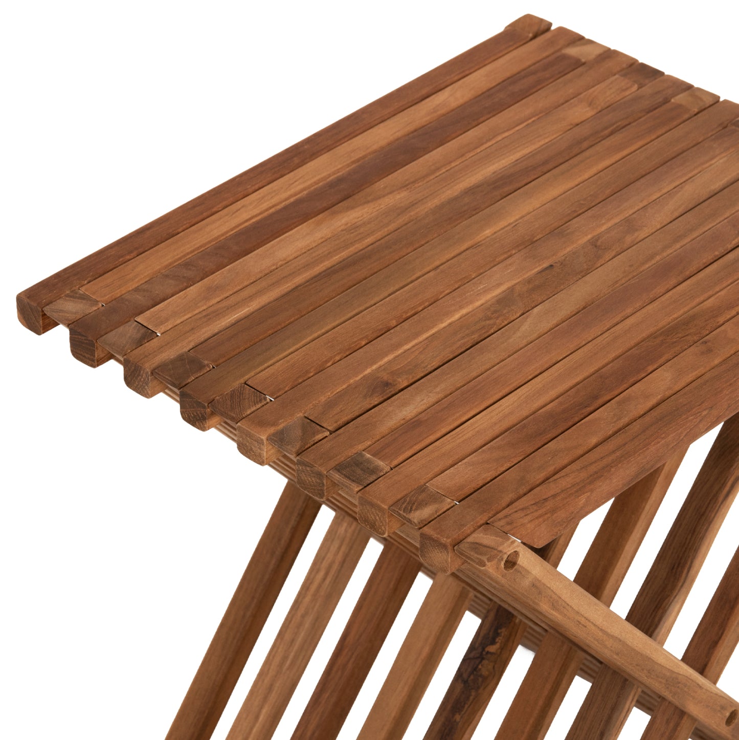 Сгъваем Страничен Маса от Тиково Дърво в Натурален Цвят 40x33x45Hcm