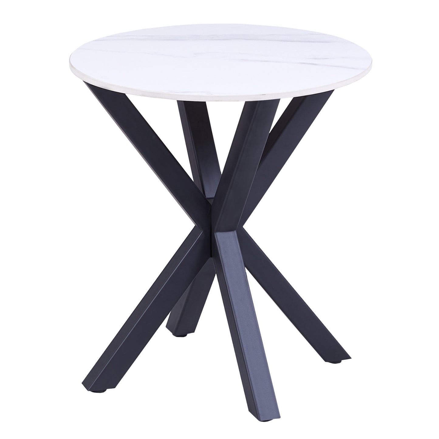 SIDE TABLE ROUND HM9473.06 WHITE MARBLE TOP AND BLACK METAL LEGS Φ50x55Hcm. image 1