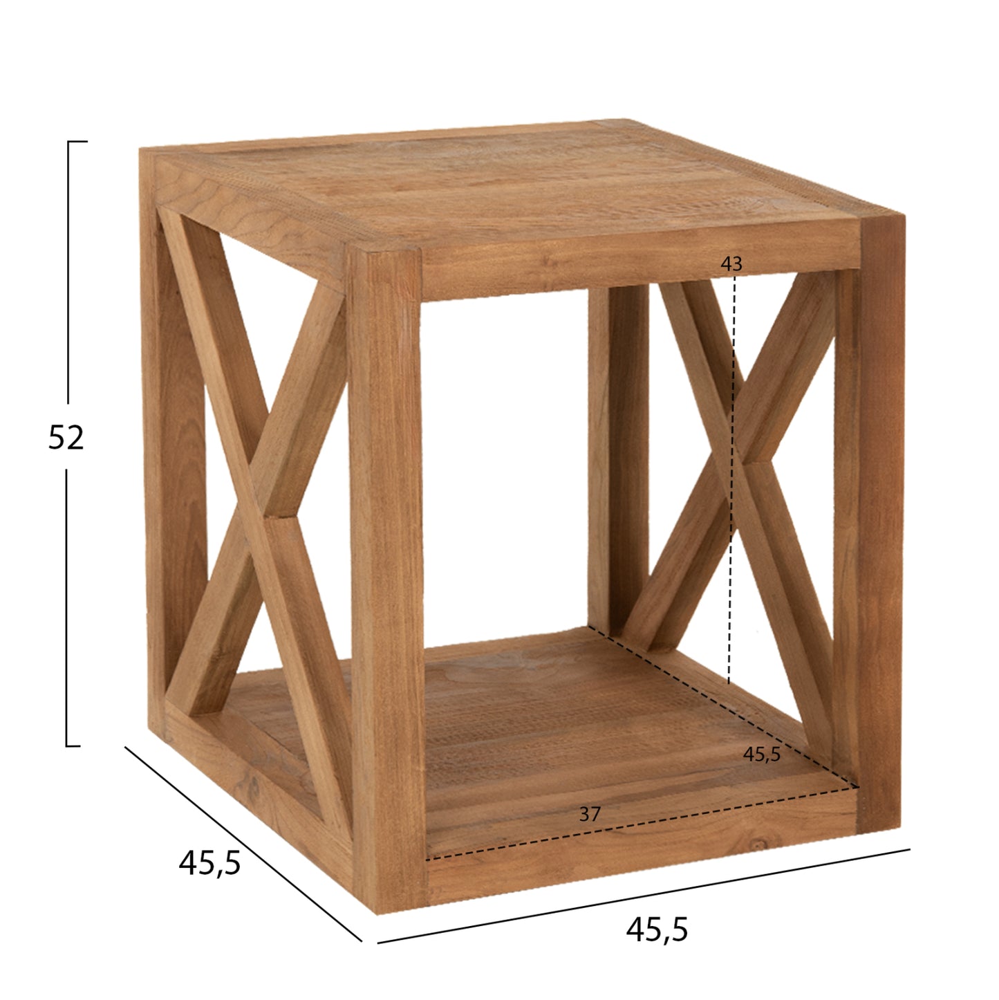 Масичка NYM с Площ за Съхранение от Регенерирано Тиково Дърво 45x45x51Hcm
