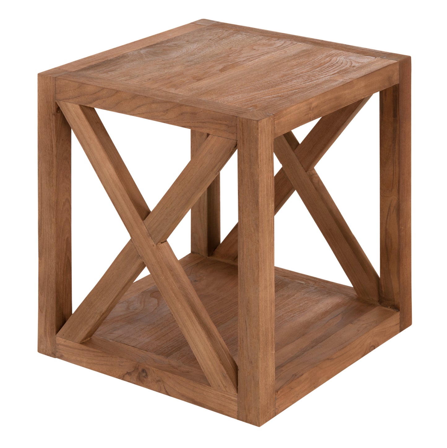 Масичка NYM с Площ за Съхранение от Регенерирано Тиково Дърво 45x45x51Hcm