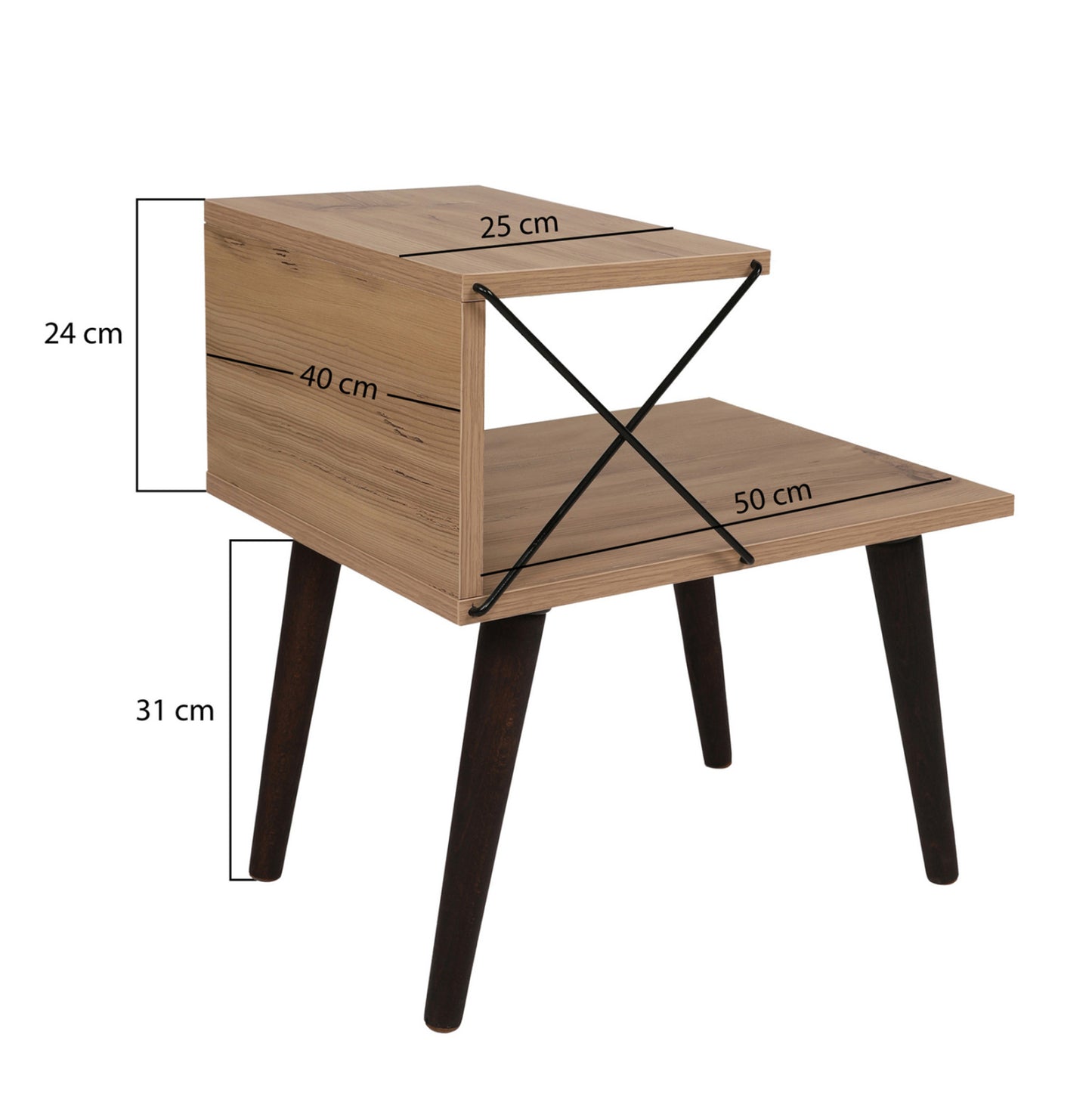 Нощно шкафче от меламин в естествен цвят 50x40x55H