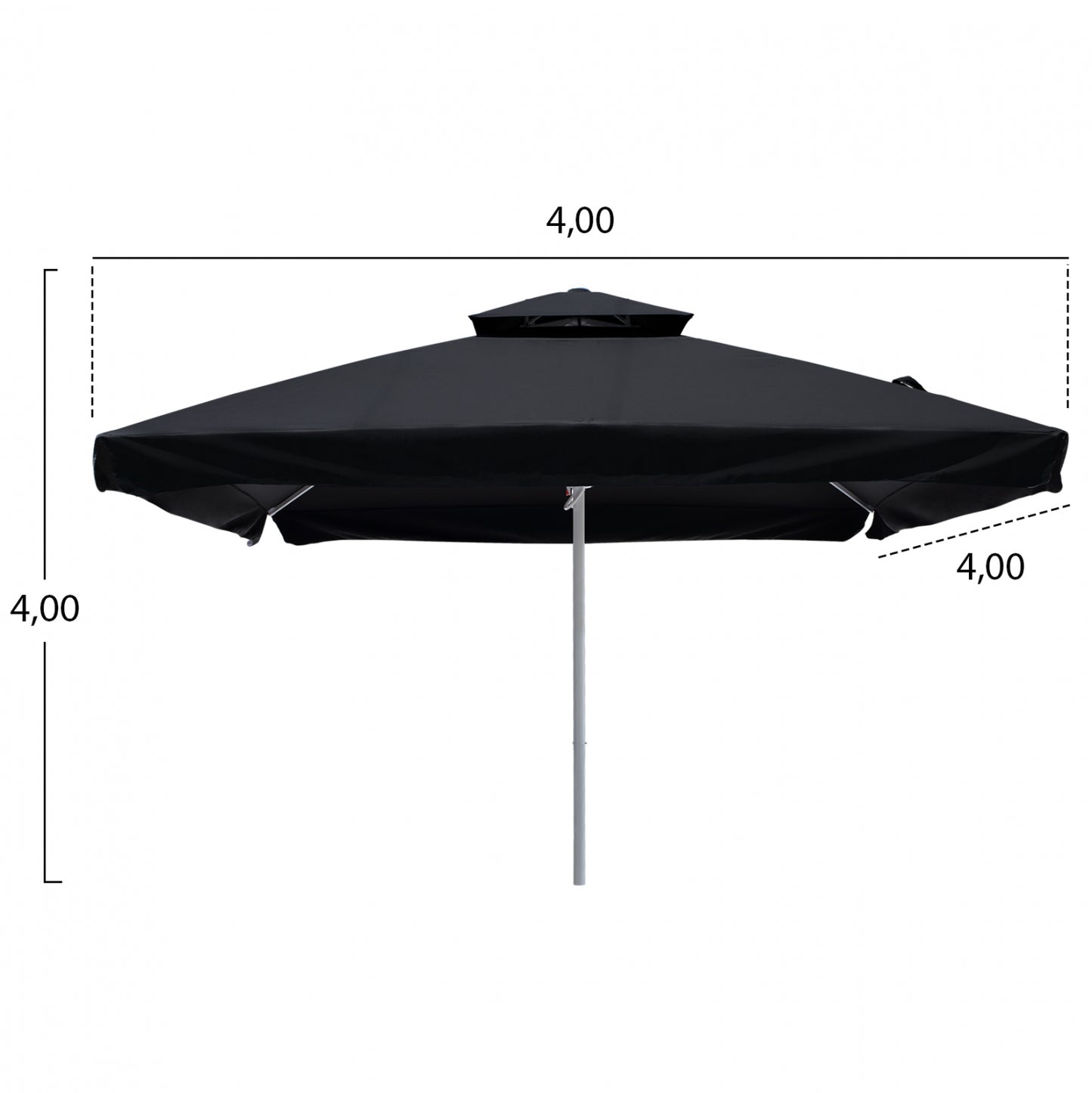 PROFESSIONAL UMBRELLA ALU TELESCOPIC HM6031.03 4x4x2,95-4Μ WITH BLACK ACRYLIC CLOTH