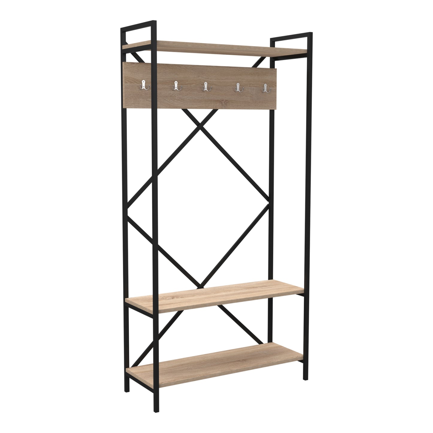 ENTRANCE FURNITURE NAVIS HM18188 MELAMINE IN SONAMA-BLACK METAL FRAME 90x34x180Hcm. image 1