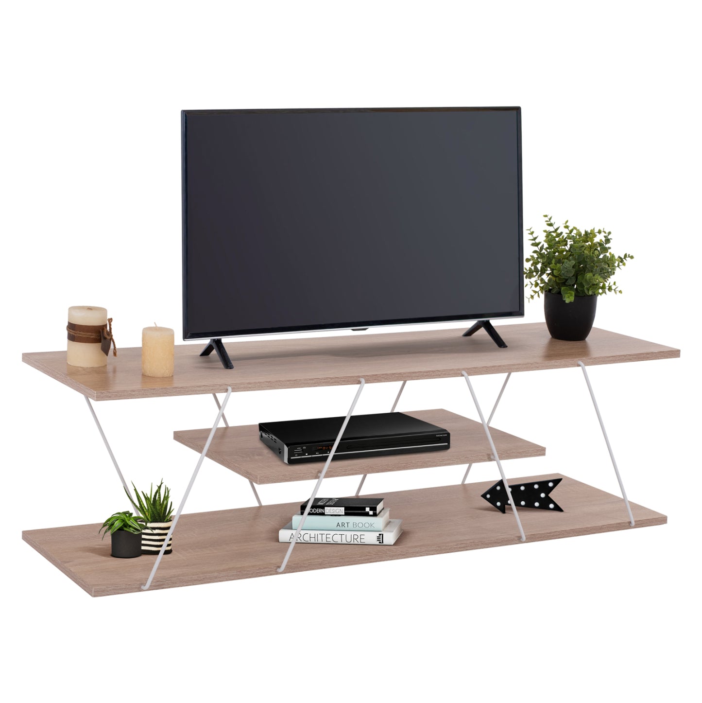 TV STAND TARS HM8922.14 MELAMINE SONOMA WHITE 120x32x33Hcm. image 1
