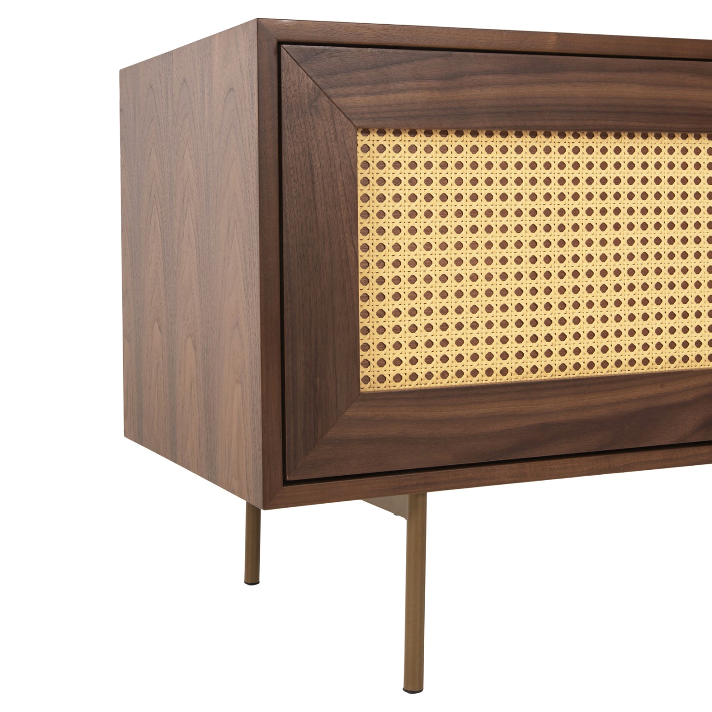 TV CABINET MEEN HM9736 MDF WITH WALNUT VENEER-GOLD LEGS 160x40x52Hcm.