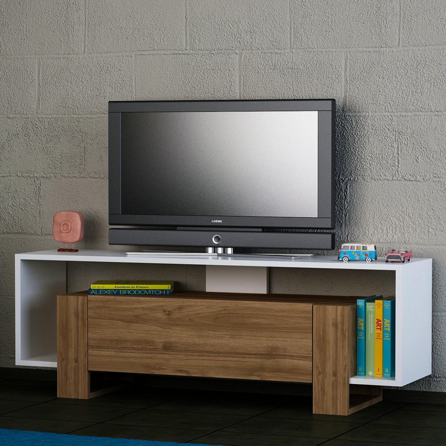 MELAMINE TV FURNITURE ΗΜ101.01 WHITE WALNUT 120x33,2x48,6Y cm.