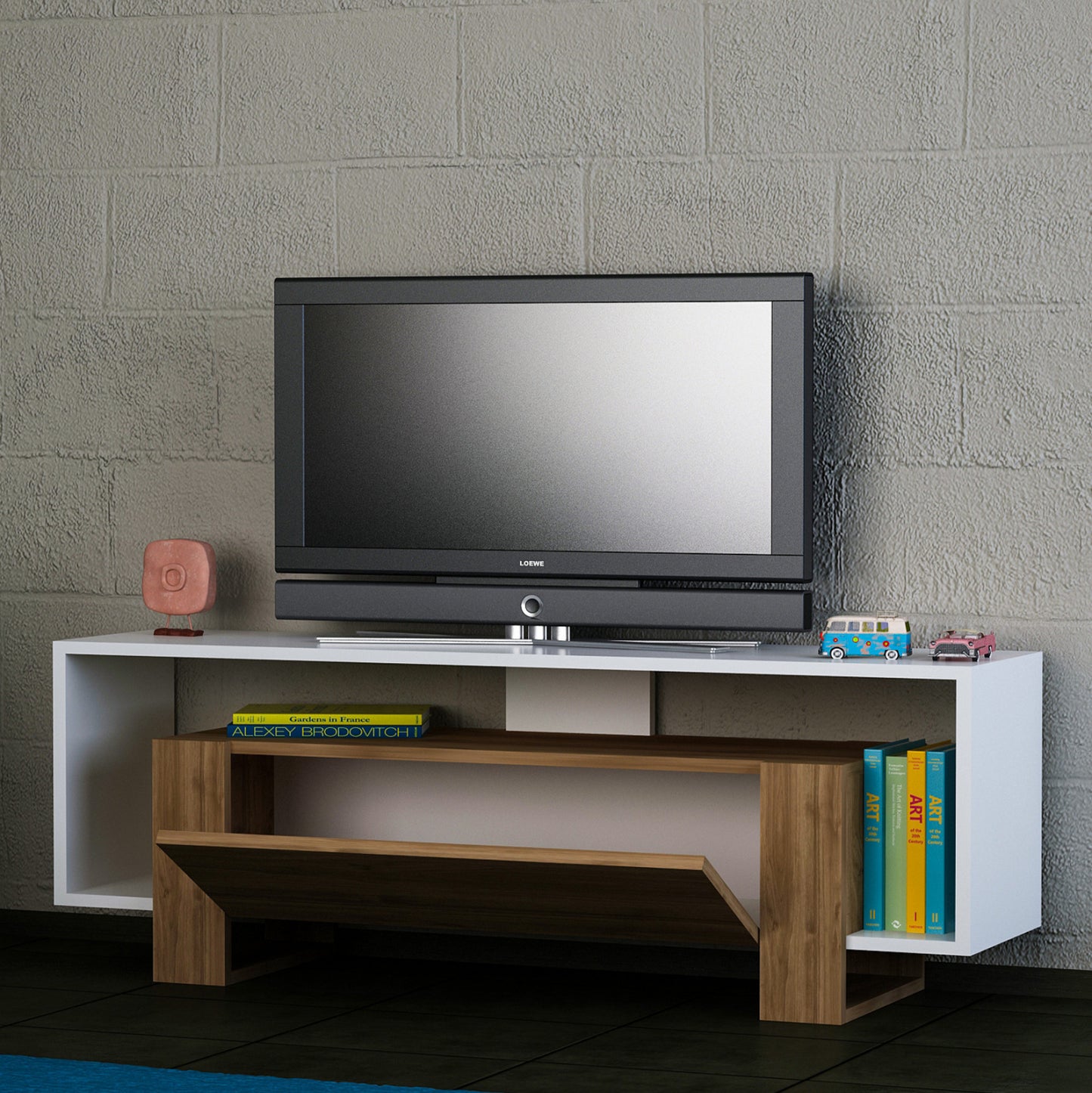 MELAMINE TV FURNITURE ΗΜ101.01 WHITE WALNUT 120x33,2x48,6Y cm.