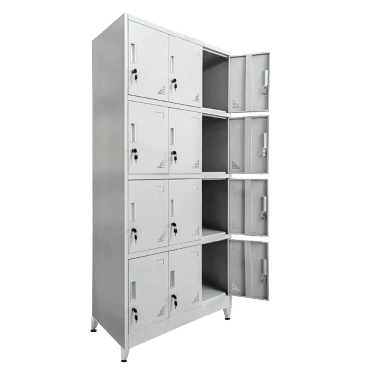 LOCKER METALLIC BEXLEY HM21105.01 WITH LEGS - 12 CABINETS WITH KEY LOCKS IN LIGHT GREY 90x40x195Hcm. image 1
