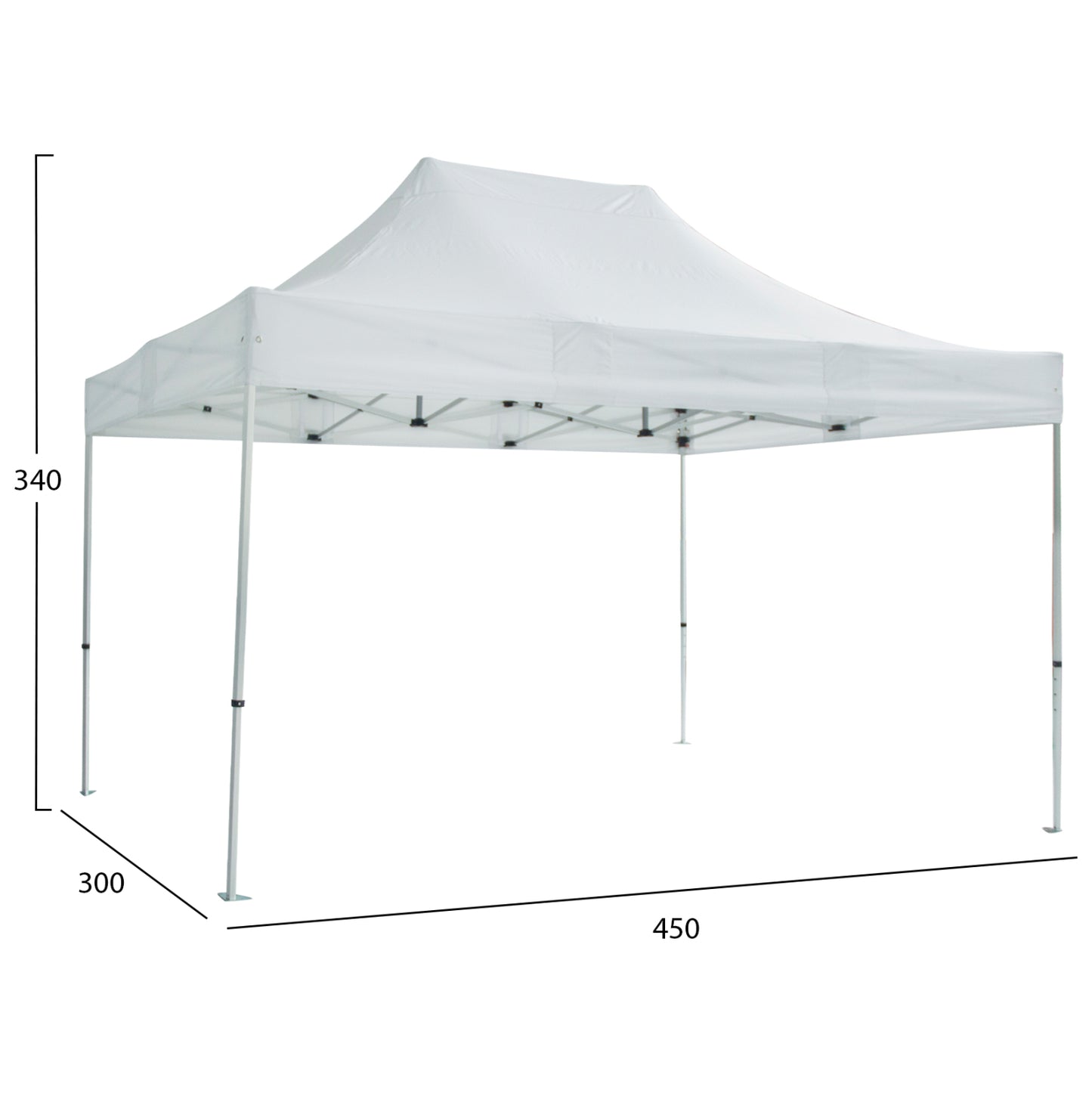 GAZEBO HEAVY-DUTY CRESSEN HM6306 FOLDABLE-ALUMINUM SILVER FRAME-WHITE SHADES 3x4,5x3,4Hm