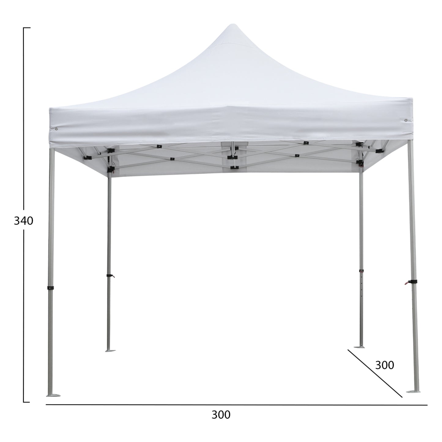 GAZEBO HEAVY-DUTY CRESSEN HM6305 FOLDABLE-ALUMINUM SILVER FRAME-WHITE SHADES 3x3x3,4Hm
