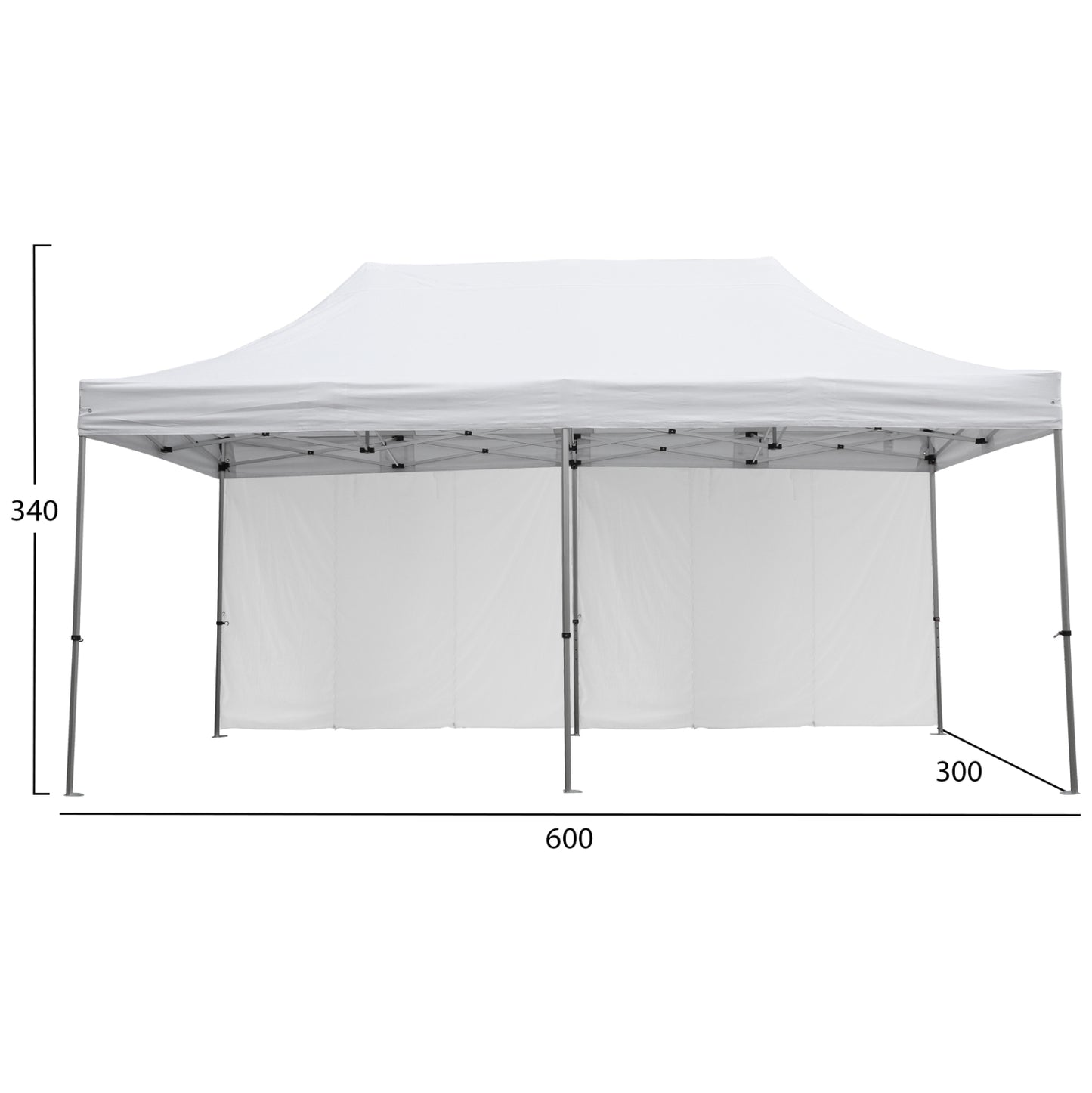 GAZEBO HEAVY DUTY WITH SIDEWALL SHADES CRESSEN HM21099 FOLDABLE-ALUMINUM SILVER FRAME-WHITE 3x6x3.4Hm