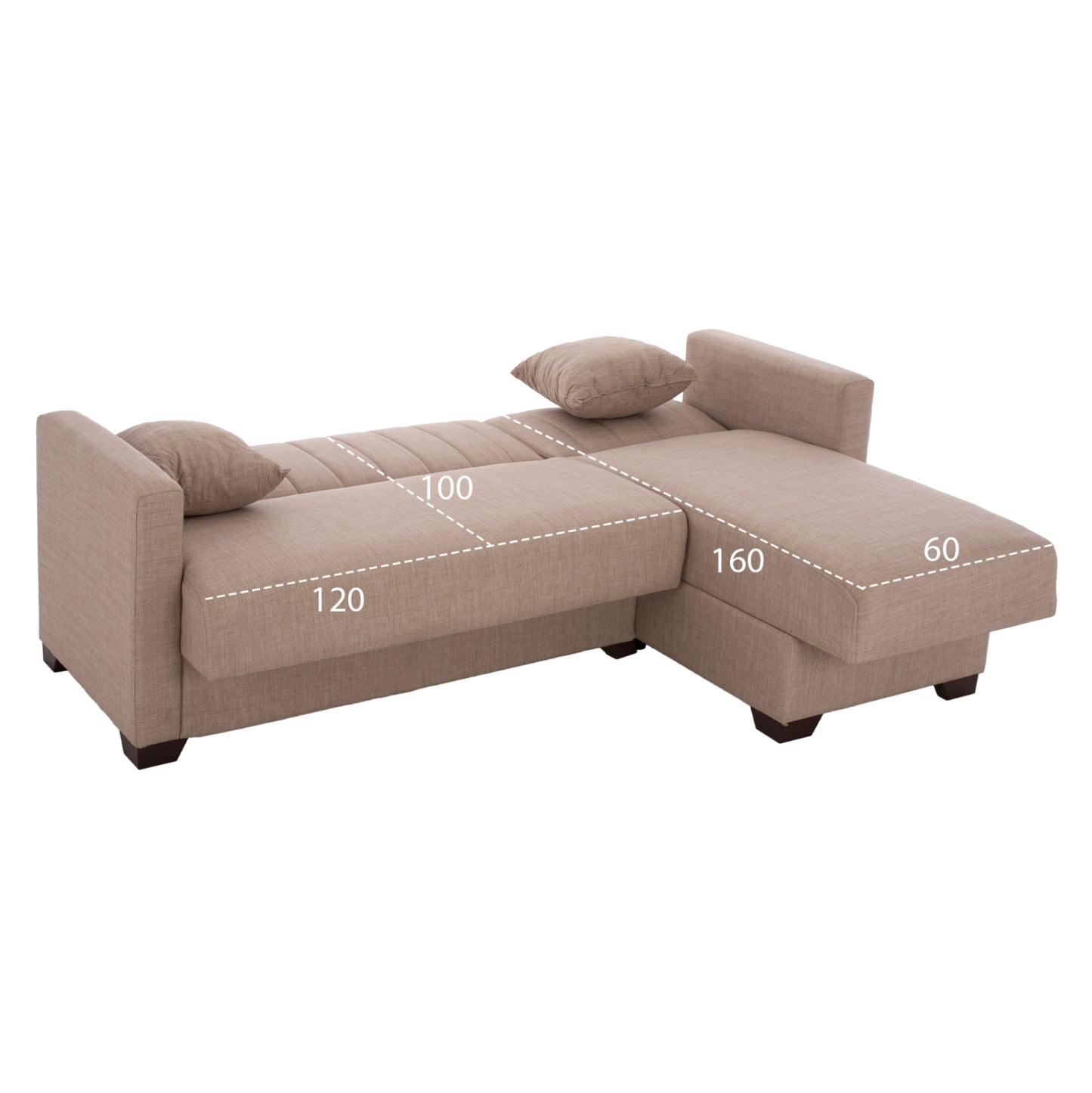 Ъглов диван с легло HM3244.04, reversible, 200x133x77cm, бежов
