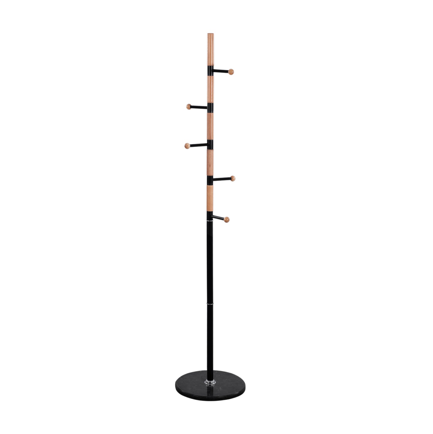 Coat hanger MERCURY ΗΜ8609.02 Beech Wood- Black Metal-Black Marble Base Φ37x176Ηcm image 1