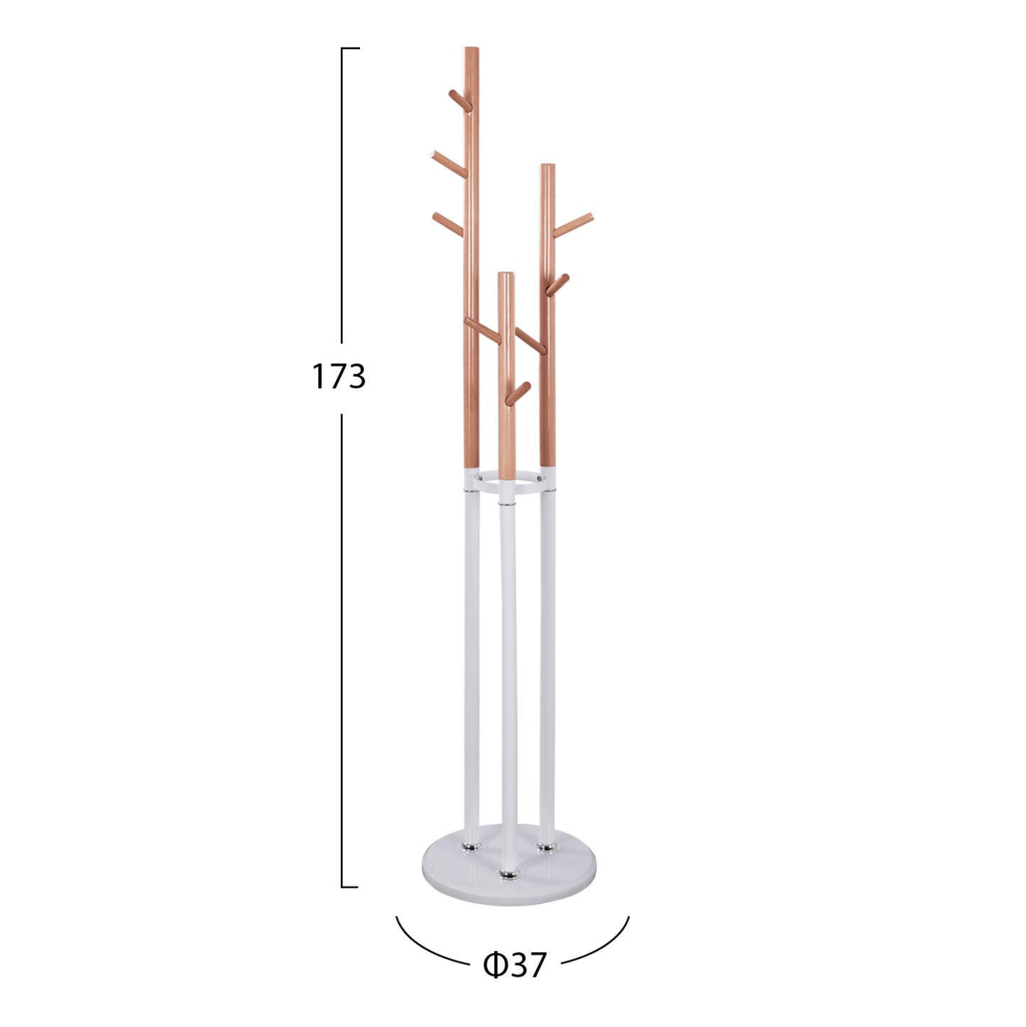 Metallic coat hanger Wyatt beech wood and white Diameter 37x173cm HM8610.01