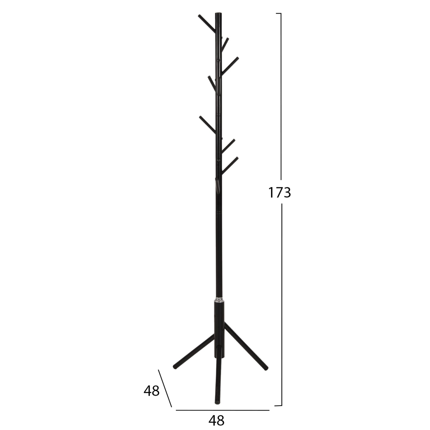 FLOOR STANDING HANGER HM9574.01 METALLIC IN BLACK COLOR-8 HANGING POSITIONS 48x48x173Hcm.