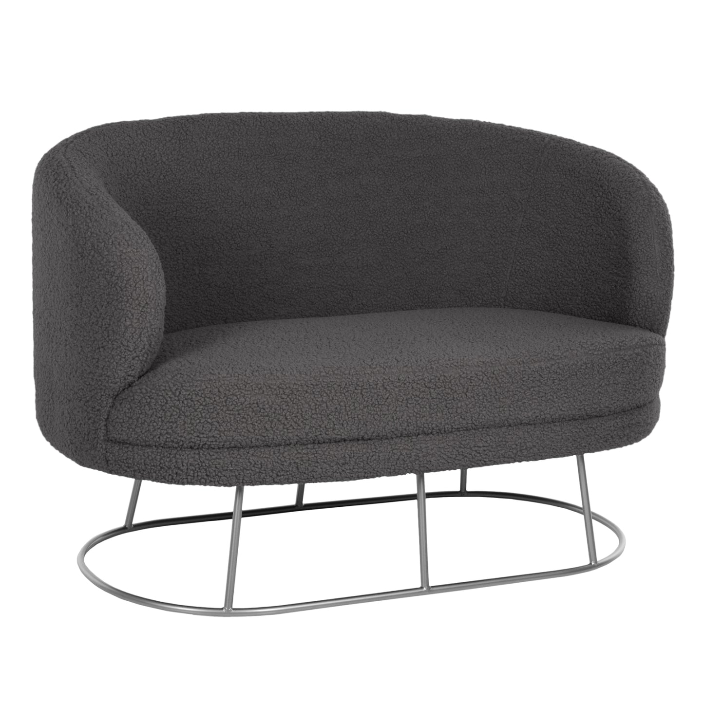 SOFA 2-SEATER ARIEN HM8492.21 GREY BOUCLE FABRIC AND SILVER METAL BASE 130x75x85Hcm. image 1