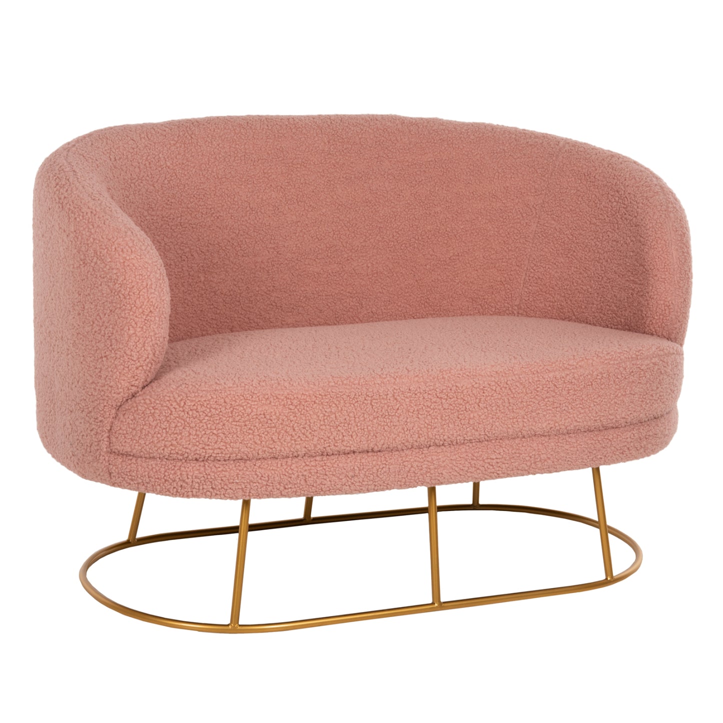 SOFA 2-SEATER ARIEN HM8492.22 DUSTY PINK BOUCLE FABRIC AND GOLD METAL BASE 130x75x85Hcm. image 1
