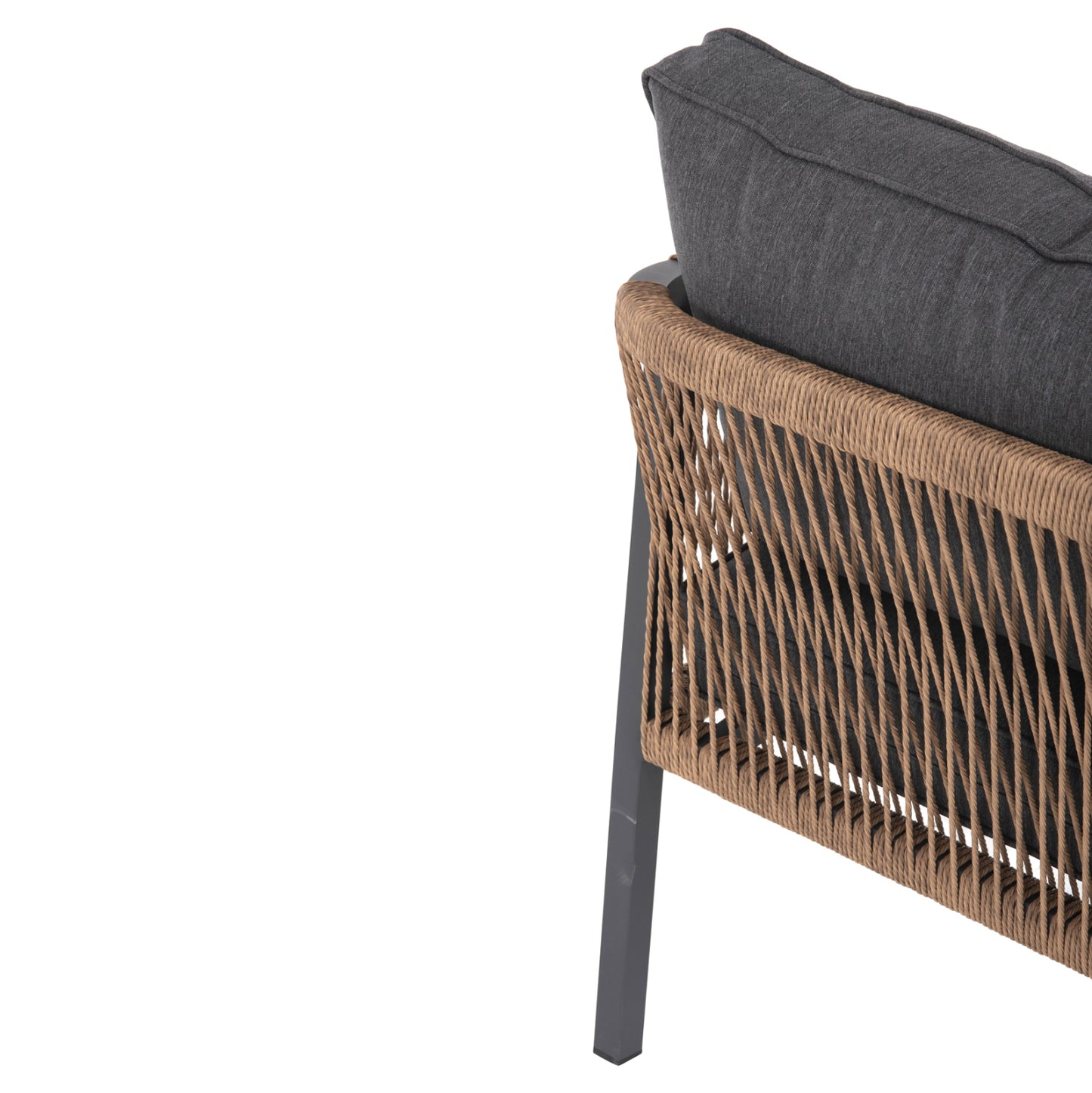 OUTDOOR SOFA 3-SEATER MAERLY HM6055.03 ALUMINUM IN ANTHRACITE-DARK BEIGE SYNTHETIC ROPE-ANTHRACITE CUSHIONS