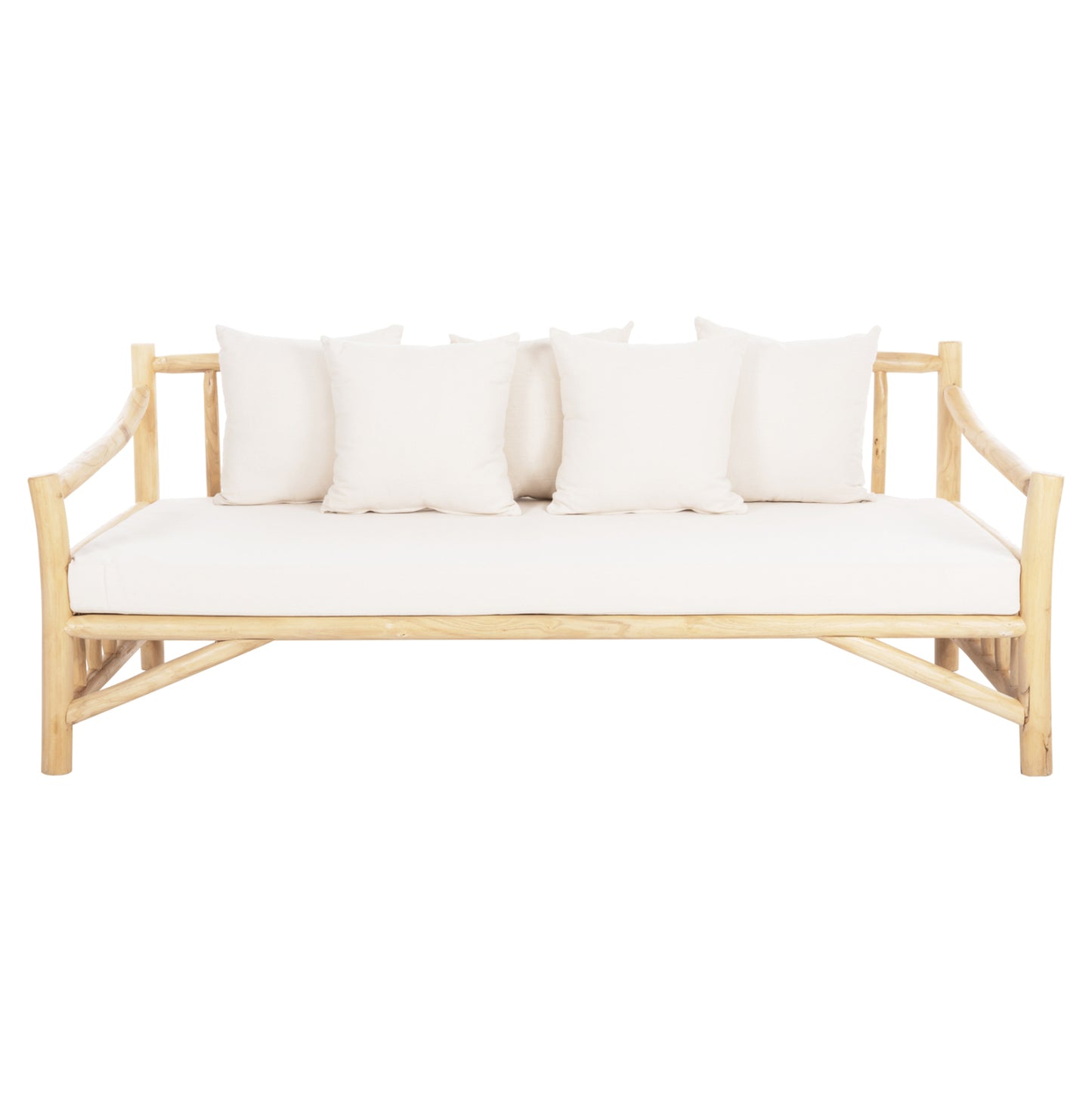 SOFA TORC HM9339 SOLID TEAK NATURAL-WHITE 210x100x80H