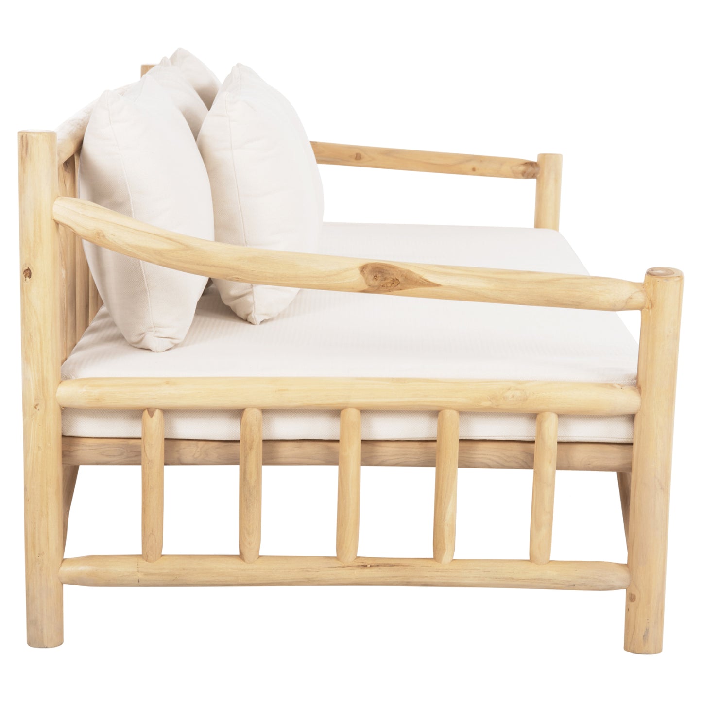 SOFA TORC HM9339 SOLID TEAK NATURAL-WHITE 210x100x80H