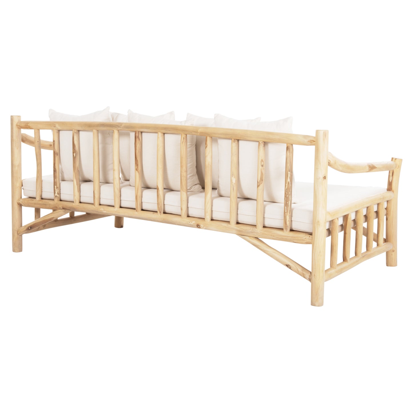 SOFA TORC HM9339 SOLID TEAK NATURAL-WHITE 210x100x80H