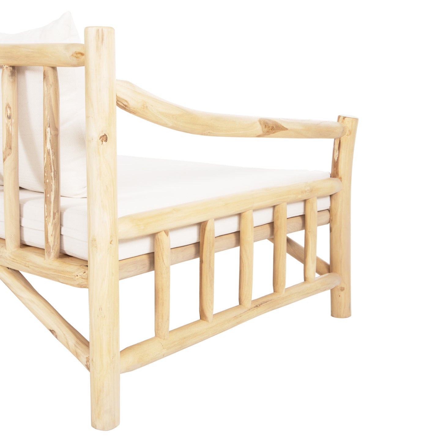 SOFA TORC HM9339 SOLID TEAK NATURAL-WHITE 210x100x80H