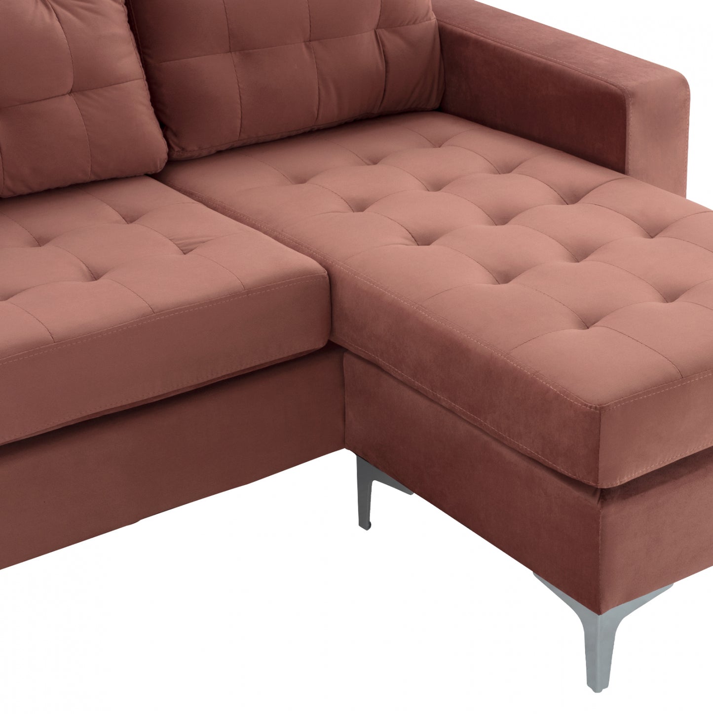 Обратим Ъглов Диван Сантинов В Прасковен Цвят 190x75-128x82Υcm