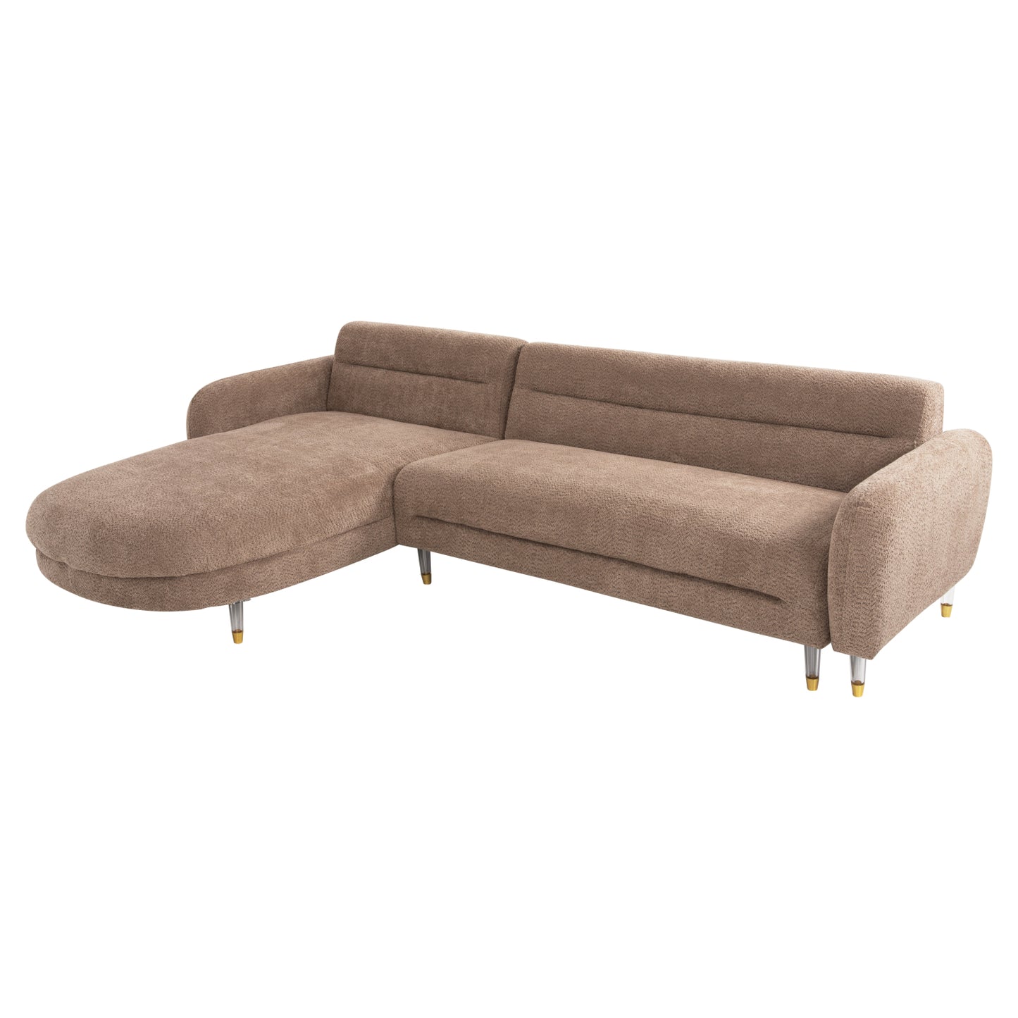 CORNER SOFA REVERSIBLE FLYER HM6072.01 BROWN FABRIC-METAL HIGH LEGS 285x86-172x74Hcm. image 1