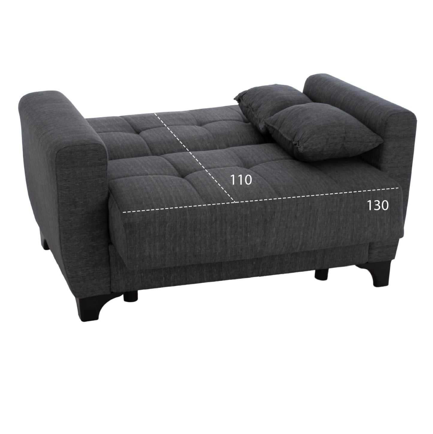 Диван-легло HM3243.03 с Висока Обратна Част, Сив 160x84x88cm