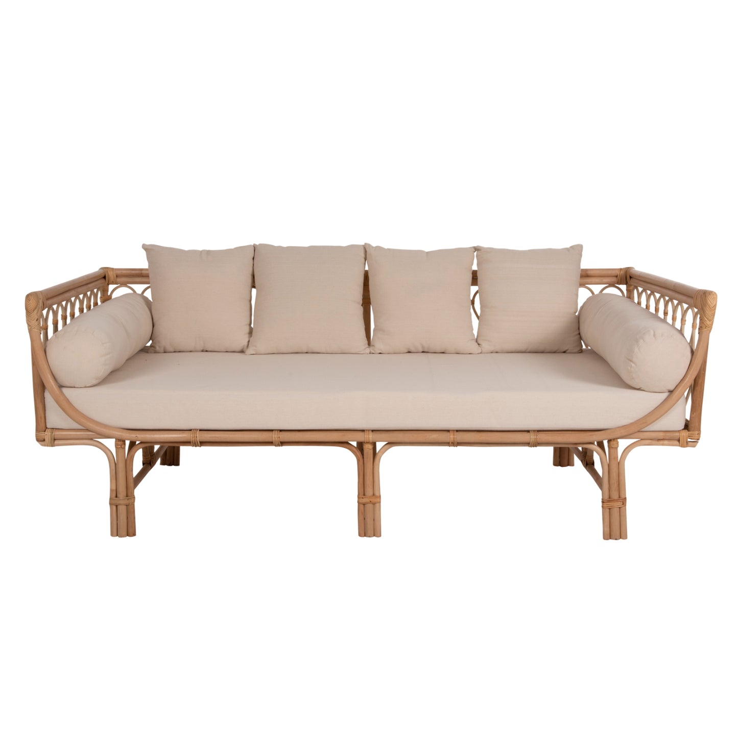 DAYBED-SOFA ALIKI HM9658 RATTAN IN NATURAL-BEIGE CUSHIONS 200x100x86Hcm.