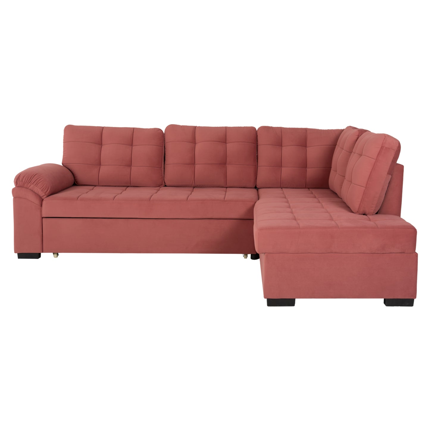 Софа-легло с Десен ъгъл в Розов Велур 250x80-180x73-88Hcm