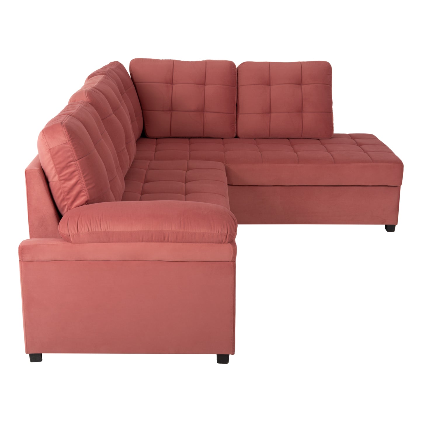 Софа-легло с Десен ъгъл в Розов Велур 250x80-180x73-88Hcm
