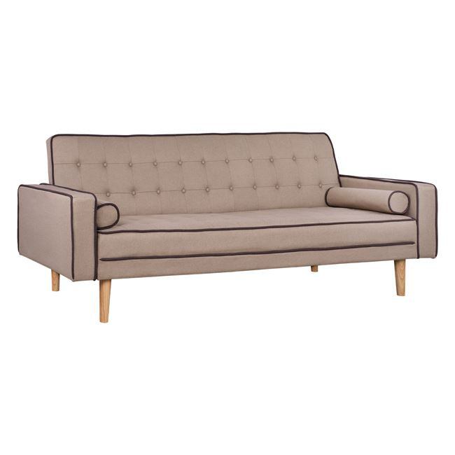 Sofa Bed with Beige Fabric and 2 Pillows HM3150.02 224x88x84 cm image 1