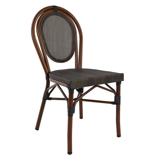 Aluminum Chair Bamboo Look Brown with Textline 40,5x56,5x89,5 cm HM5026 image 1