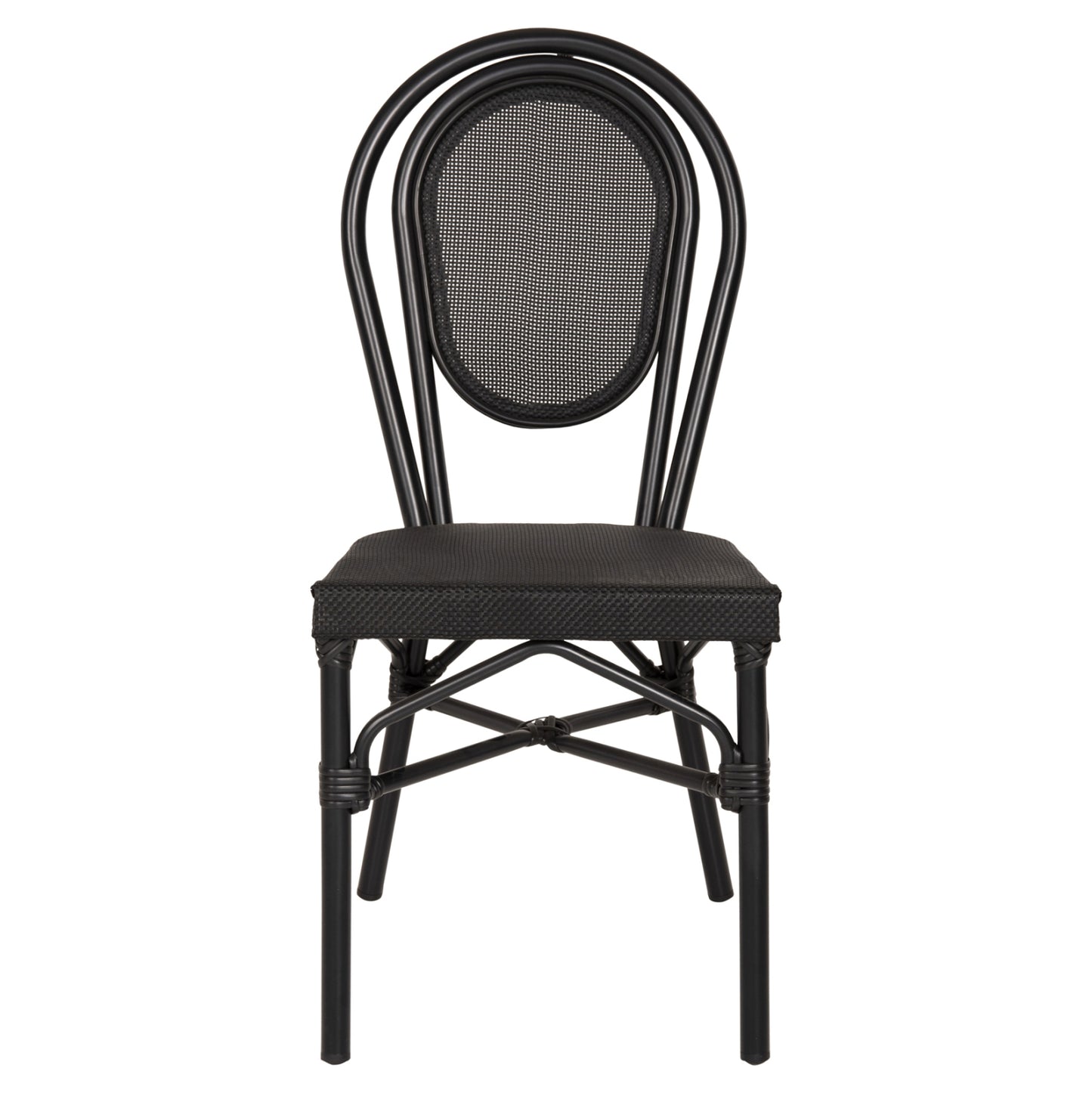 Aluminum Chair Bamboo Look Black with Textline 45x57x88cm HM5052