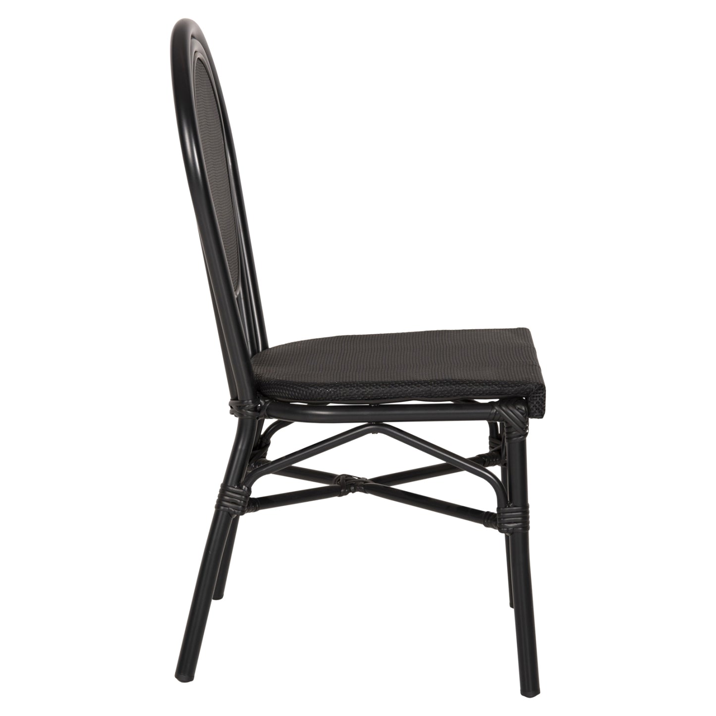 Aluminum Chair Bamboo Look Black with Textline 45x57x88cm HM5052