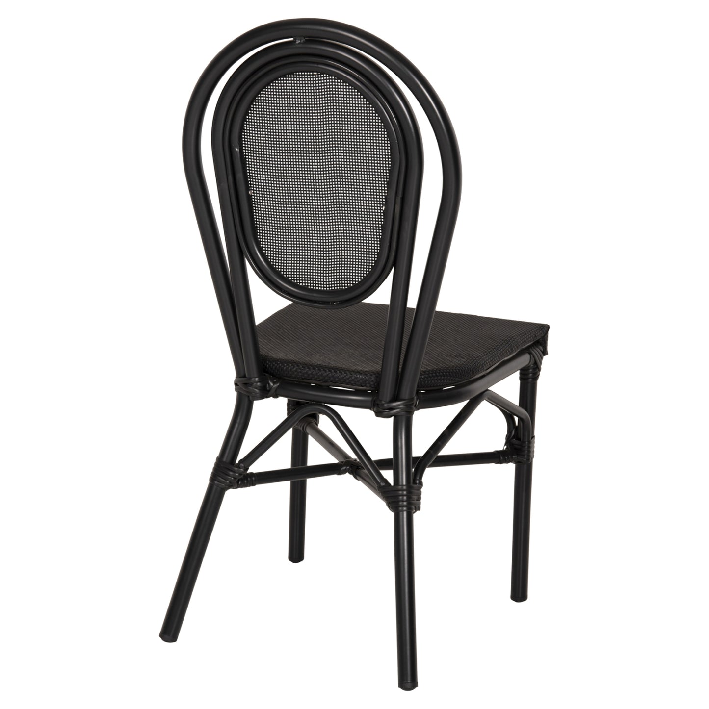 Aluminum Chair Bamboo Look Black with Textline 45x57x88cm HM5052