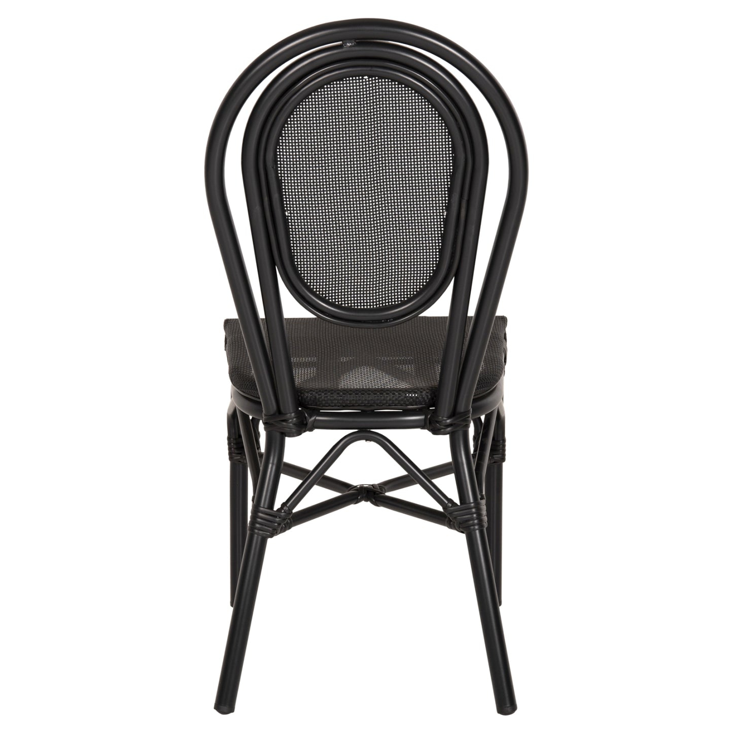 Aluminum Chair Bamboo Look Black with Textline 45x57x88cm HM5052