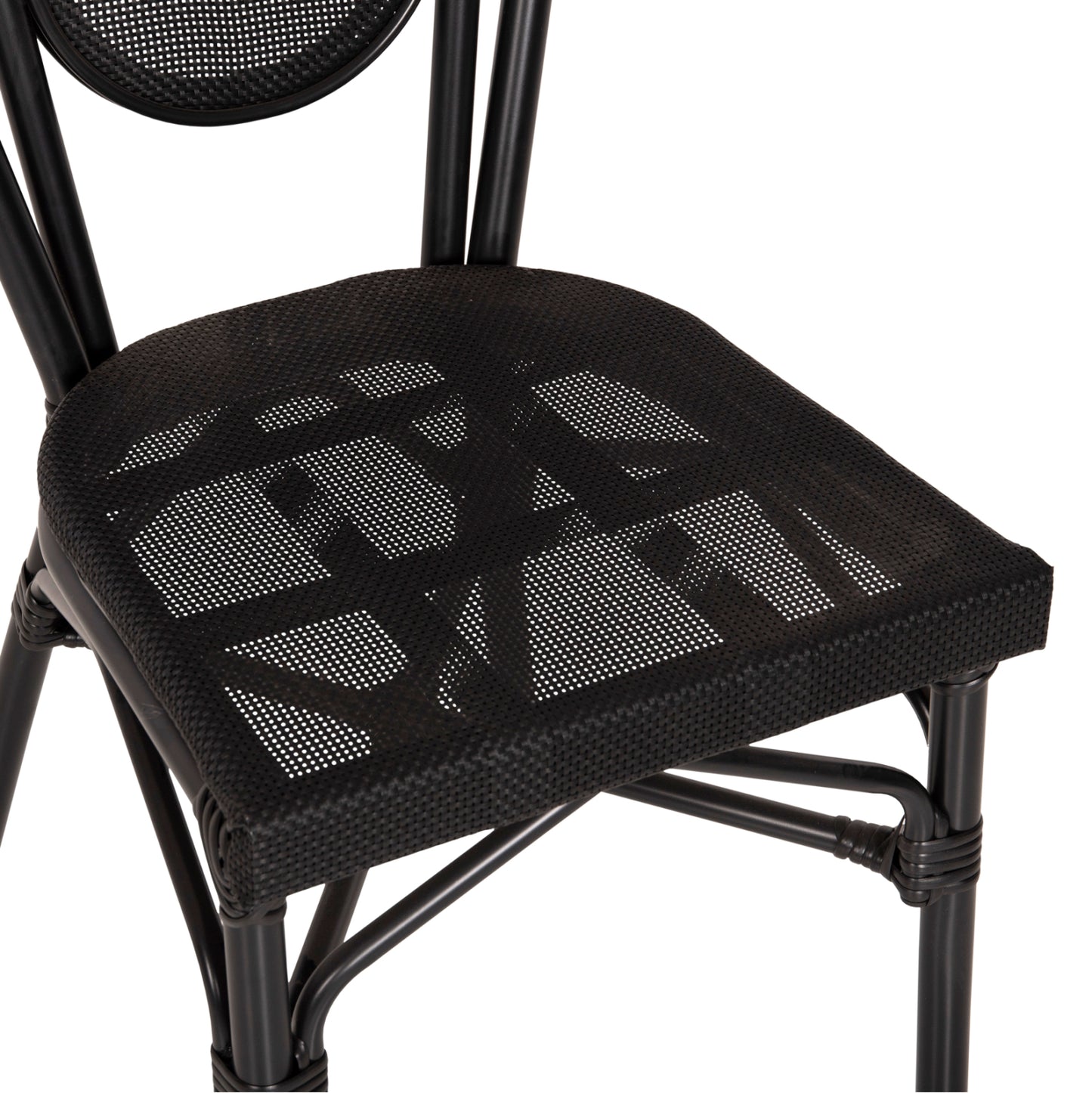 Aluminum Chair Bamboo Look Black with Textline 45x57x88cm HM5052