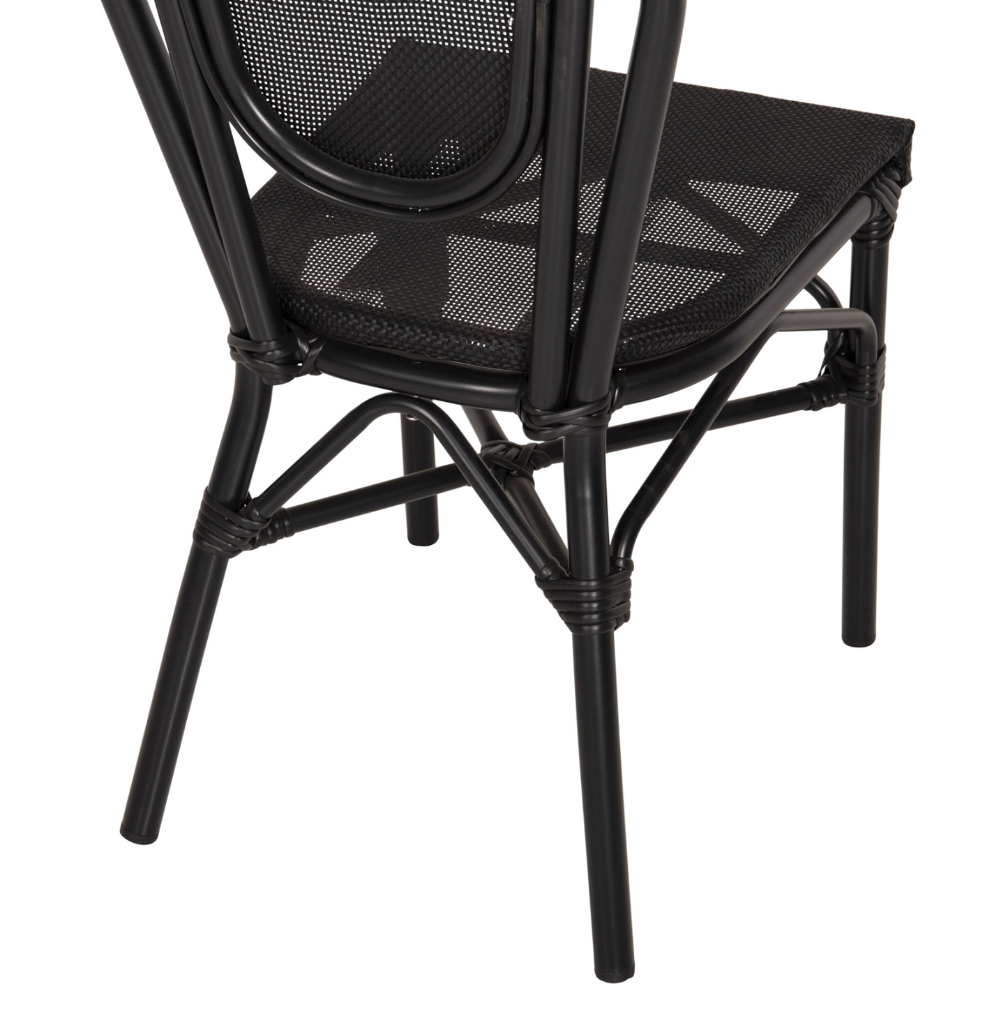 Aluminum Chair Bamboo Look Black with Textline 45x57x88cm HM5052