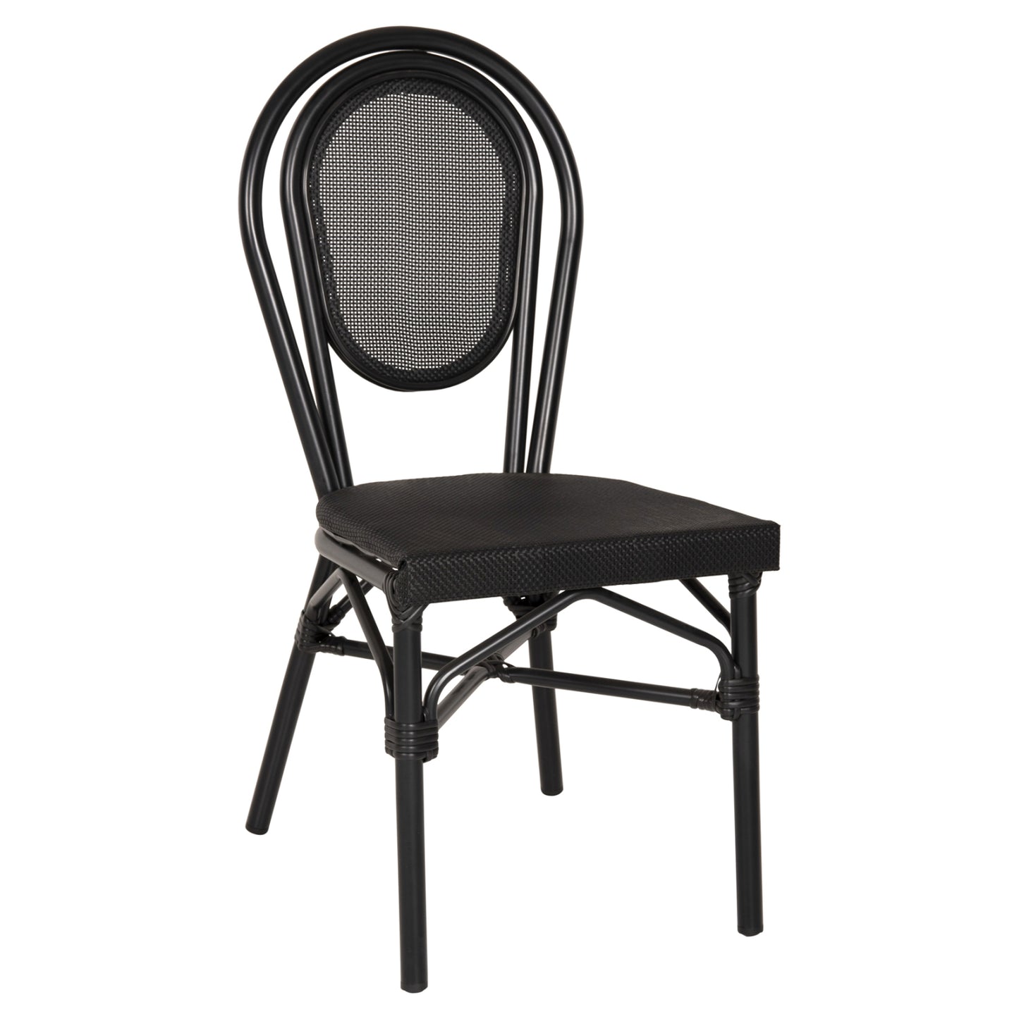 Aluminum Chair Bamboo Look Black with Textline 45x57x88cm HM5052 image 1